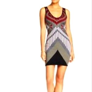 ASTR BOHO TRIBAL BODYCON MINI DRESS